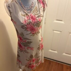 Floral Midi Dress - Pink and Cream